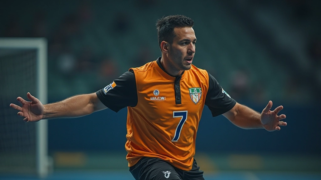 لاعب دفاع في كرة اليد يقوم بحركة دفاعية متقدمة