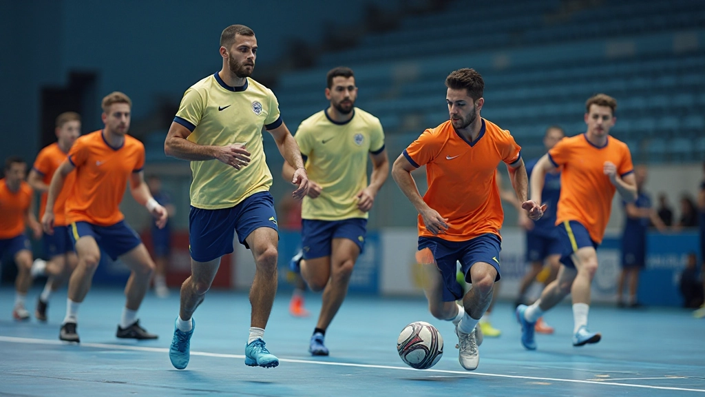 لاعبو كرة يد يقومون بحركات تكتيكية منسقة في الملعب