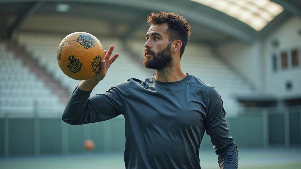 لاعب كرة يد محترف يؤدي تمرين رمي متقدم في الملعب