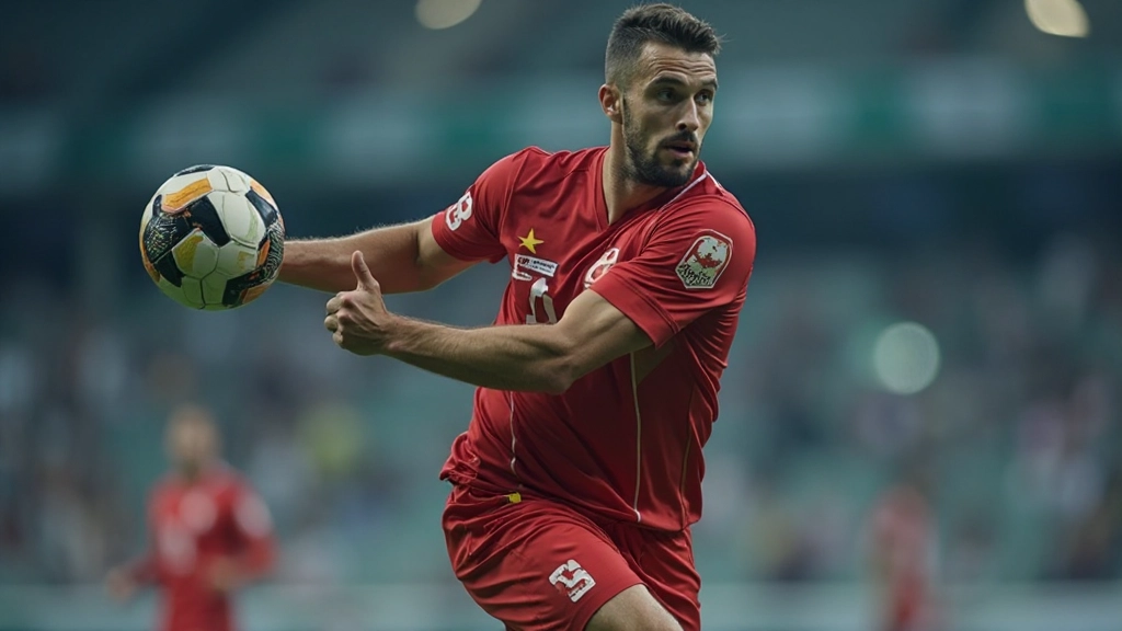 لاعب كرة يد محترف يقوم برمية دقيقة في المباراة